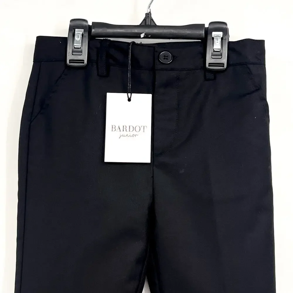 BARDOT Boys Oscar Suit Pants Size 5 XS Jet Black Solid Straight Leg NWT